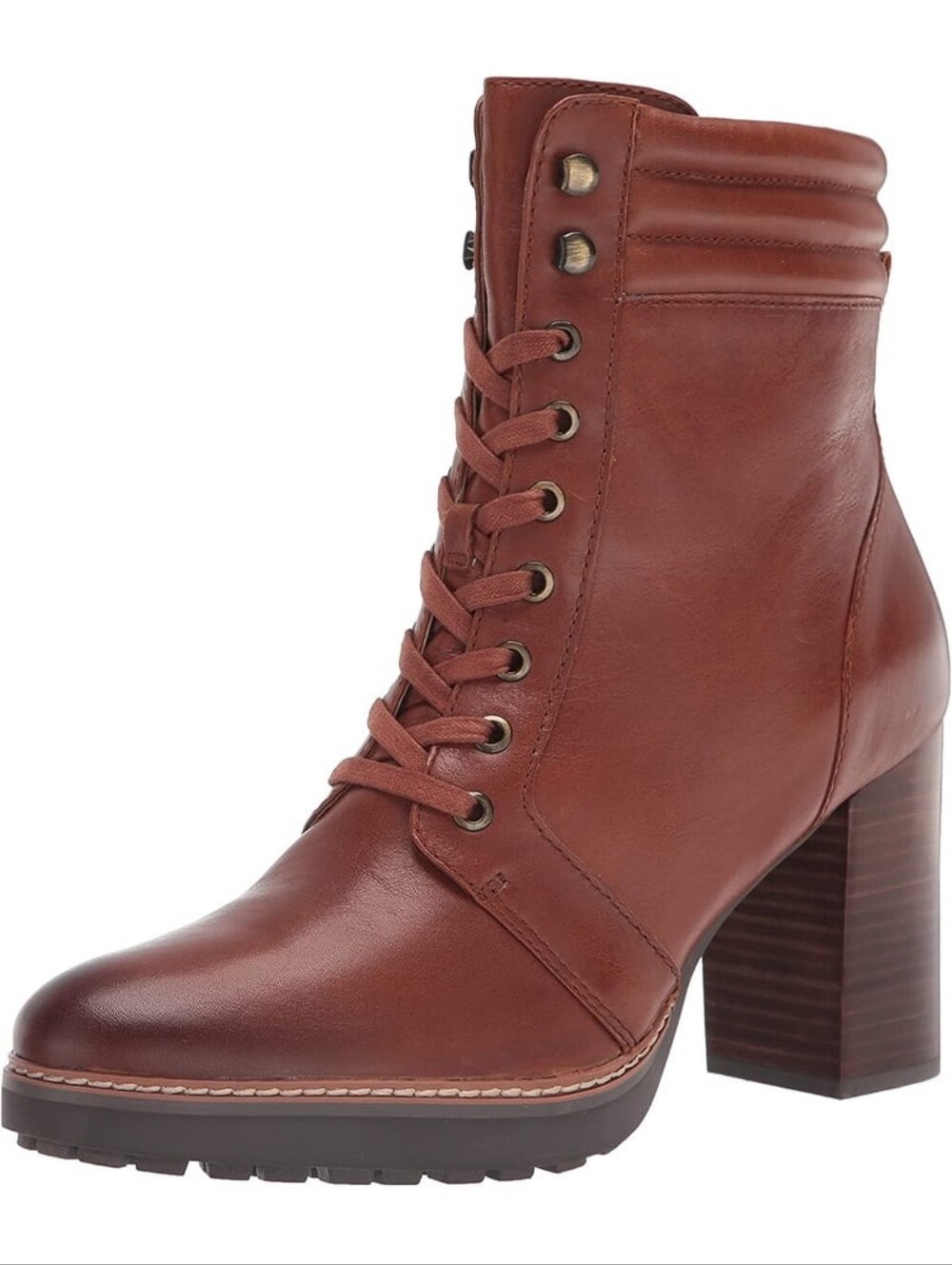 Naturalizer Callie2 Cider Spice Block Women’s Brown Lace-Up Leather Ankle Boots